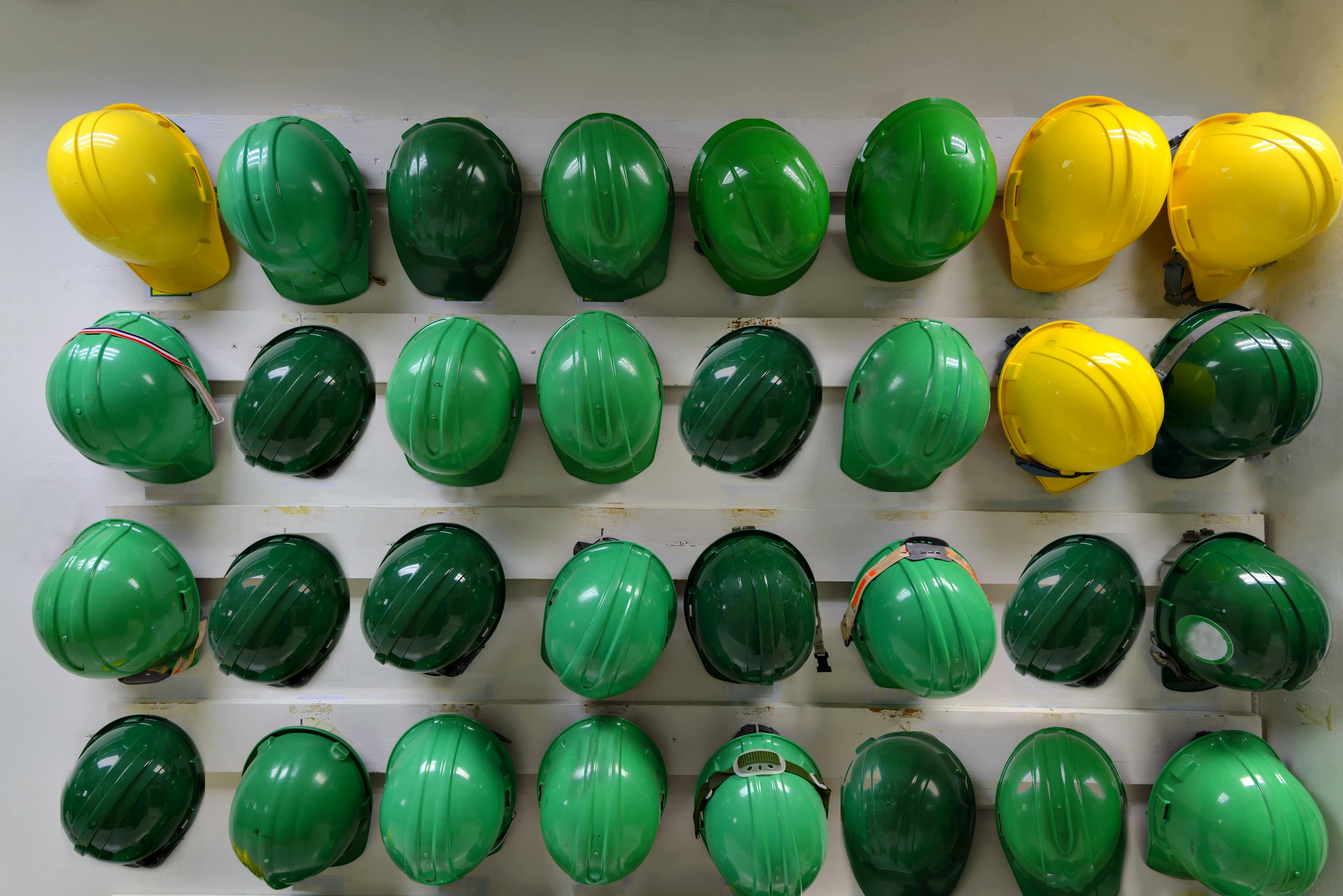 Collection of construction hard hats.